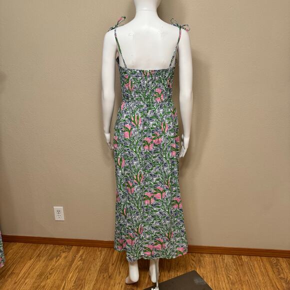Liberty & Justice Midi Dress Small Pink Green Tropical Resort Vacation - Picture 5 of 11